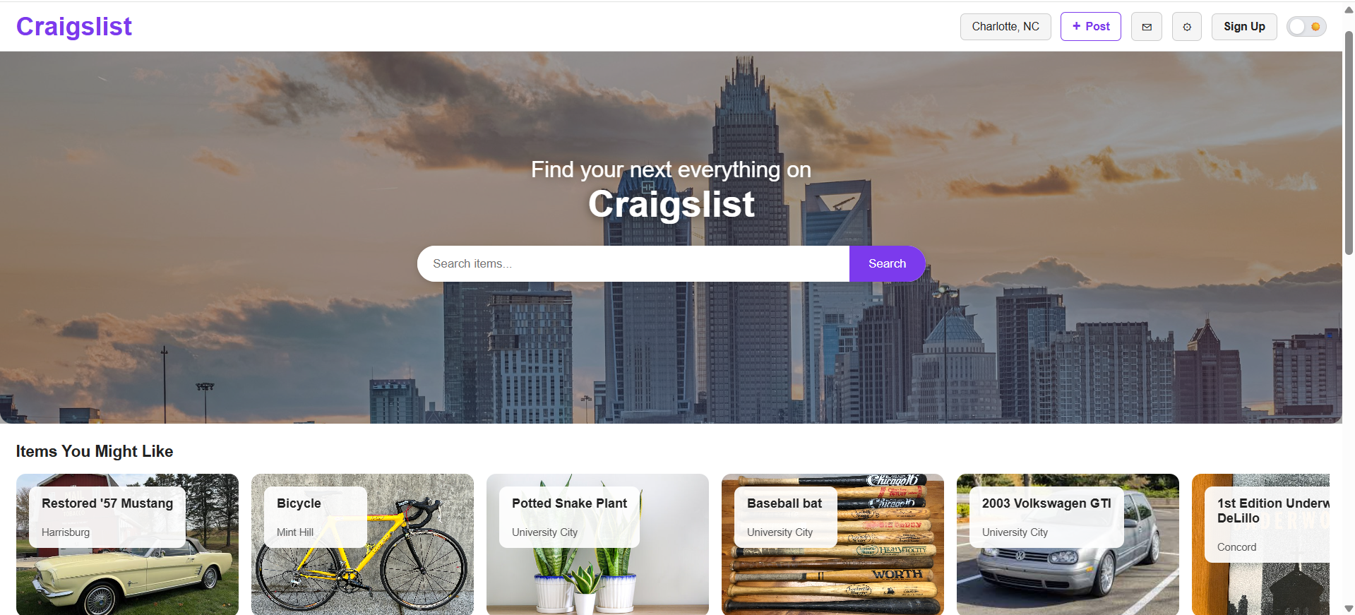 Redesigned Craigslist interface
