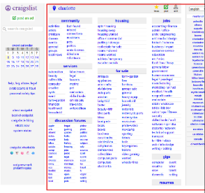 Cluttered Craigslist homepage