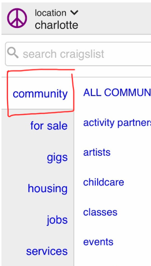 Craigslist navigation layout